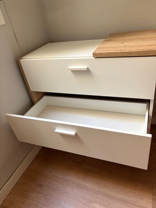 Cajonera escritorio modular blanca y roble