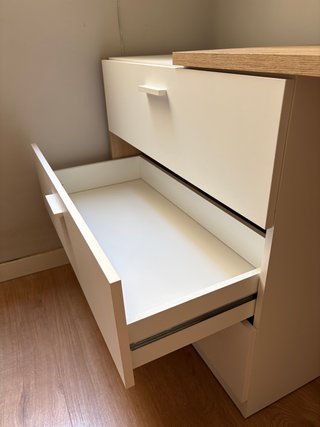 Cajonera escritorio modular blanca y roble