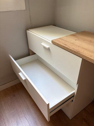 Cajonera escritorio modular blanca y roble
