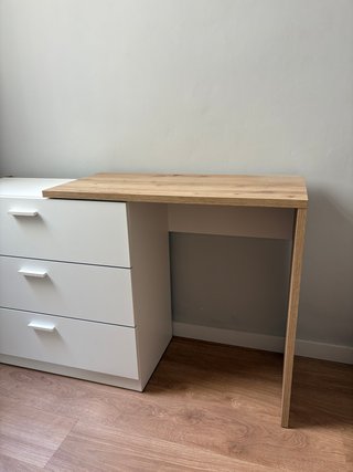 Cajonera escritorio modular blanca y roble
