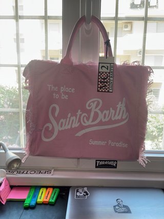 Borsa Saint Barth rosa con stampa