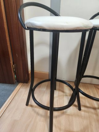 2 Taburetes Cocina Vintage Metal Blanco