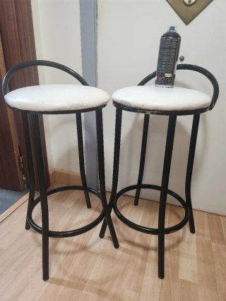 2 Taburetes Cocina Vintage Metal Blanco