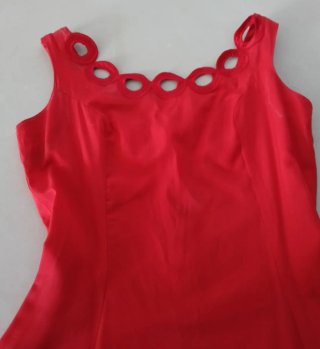 Vestido Largo Vintage Rojo Escote Calado Edward's