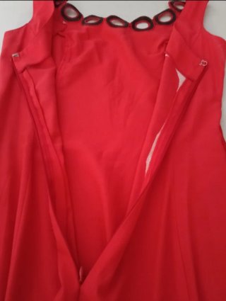 Vestido Largo Vintage Rojo Escote Calado Edward's