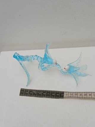 Statua Uccelli Murano Vetro Blu Bianco