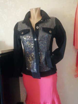 Chaqueta Cazadora Negra y Plateada
