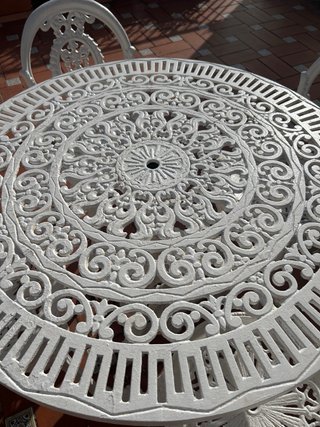 Mesa y 4 Sillas Hierro Forjado Blanco