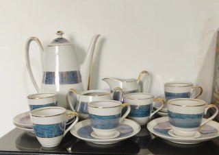 Juego de café porcelana azul y blanco