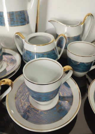 Juego de café porcelana azul y blanco