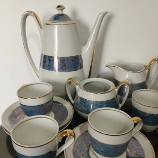 Juego de café porcelana azul y blanco