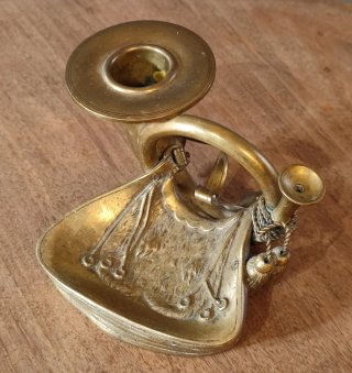 Bugia porta candela bronzo epoca caccia volpe