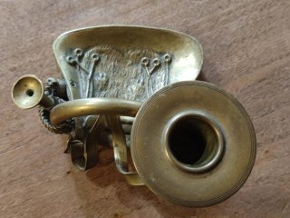 Bugia porta candela bronzo epoca caccia volpe