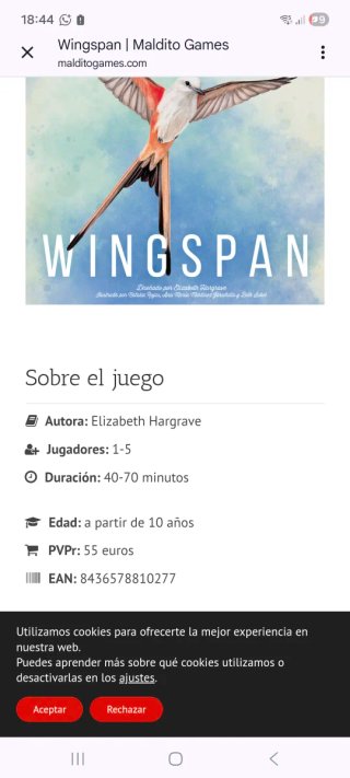 Juego de mesa Wingspan