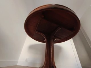 Mesa redonda madera y cristal