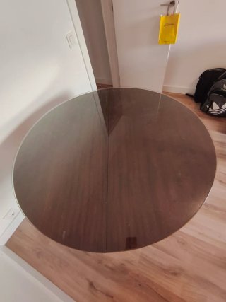 Mesa redonda madera y cristal