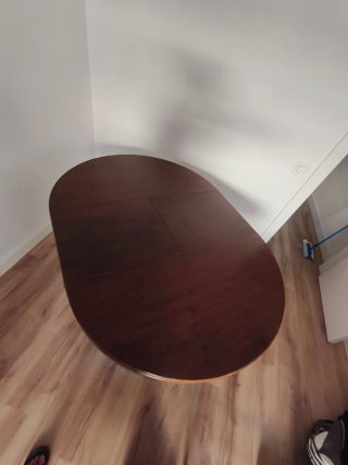Mesa redonda madera y cristal