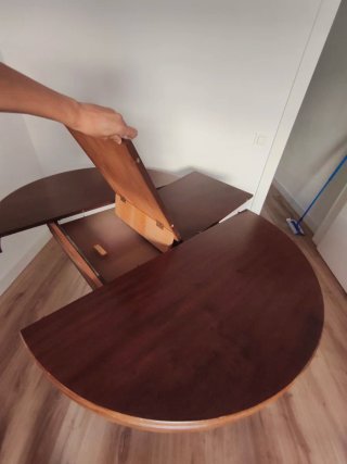 Mesa redonda madera y cristal