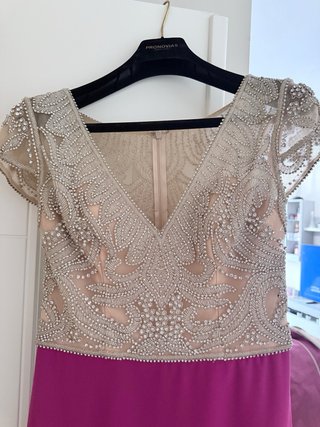 Vestido largo buganvilla con pedrería