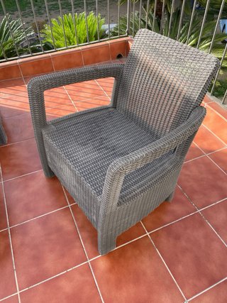 Conjunto Sofás Terraza Mimbre Gris