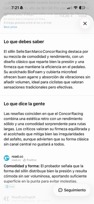 Sillín Selle San Marco Concor Racing