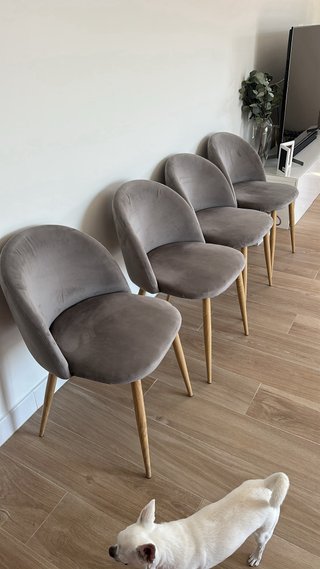 Silla terciopelo gris Sklum