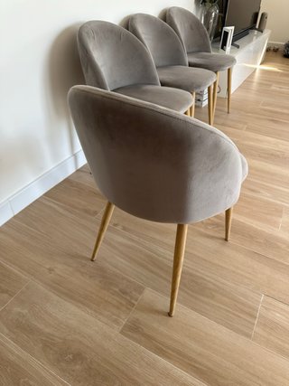 Silla terciopelo gris Sklum