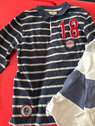 Polo manga larga niño rayas y parches