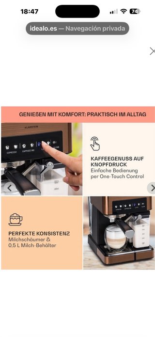 KLARSTEIN Cafetera Automática Espresso