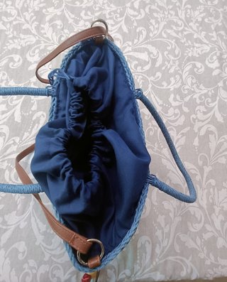 2 Borse in paglia blu e bianche