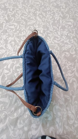 2 Borse in paglia blu e bianche
