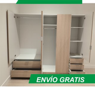 Armario de madera con espejo 5 puertas
