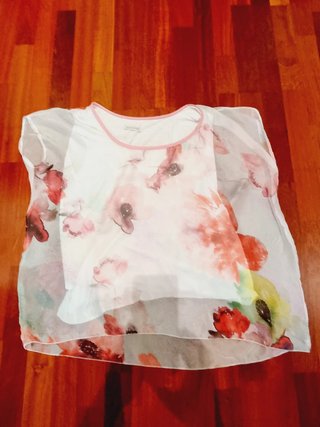 Blusa elegante flores rosa y blanco Talla XL