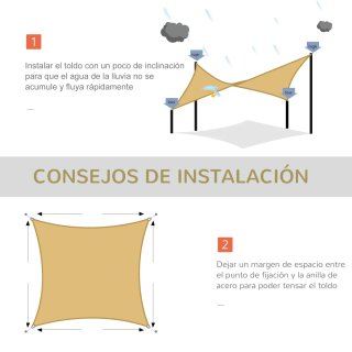 Toldo Vela Sombra 3x3m Beige