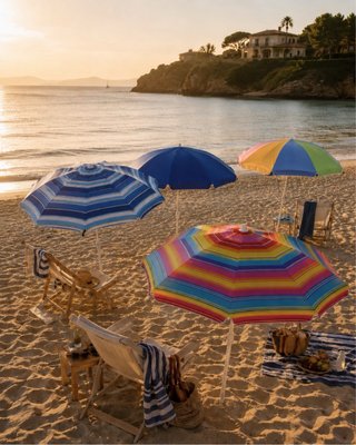 Sombrilla de playa grande multicolor