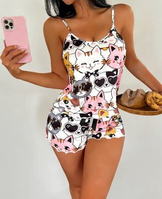 Pijama corto estampado gatos NUEVO