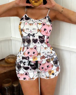 Pijama corto estampado gatos NUEVO