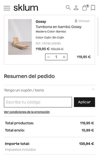 Tumbona de bambú Sklum NUEVA