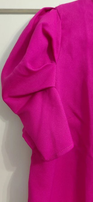 Blusa rosa T0XL con mangas abullonadas