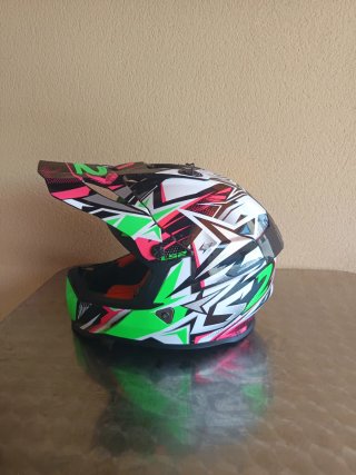 Casco Motocross LS2 Verde y Negro. Talla 56.