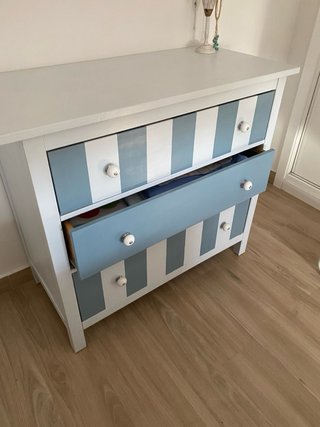 Cómoda Ikea Personalizada Rayas Azul y Blanco