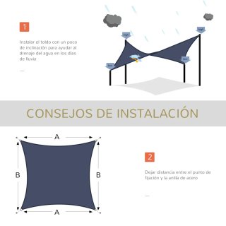 Toldo Vela Rectangular 4x6m Anti-UV
