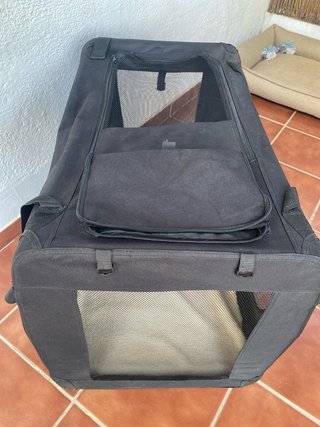 Transportín Plegable Perro Mediano Negro/Gris