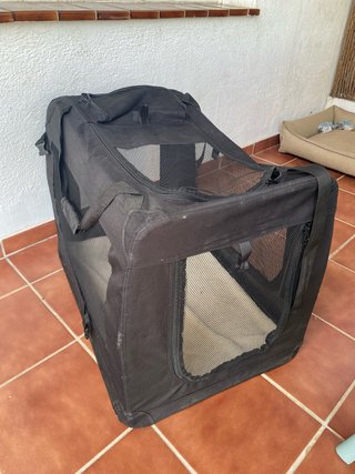 Transportín Plegable Perro Mediano Negro/Gris