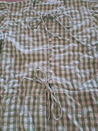 Blusa Vichy Verde y Blanca Talla S
