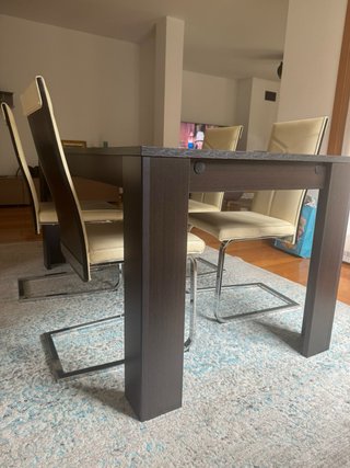 4 Sillas Comedor Piel y Metal