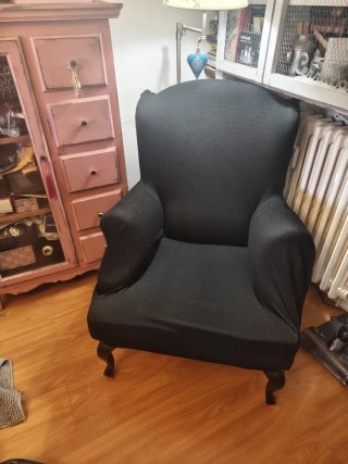 Sillón Orejero Vintage Tela Madera