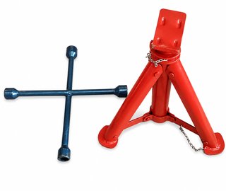 Caballete regulable y llave cruz coche