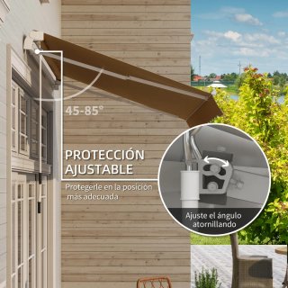 Toldo Marrón Brazo Articulado y Manivela