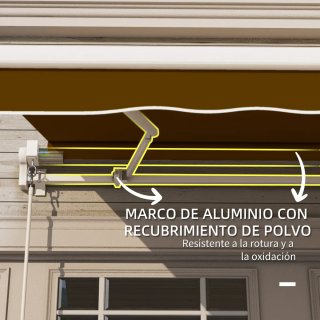 Toldo Marrón Brazo Articulado y Manivela